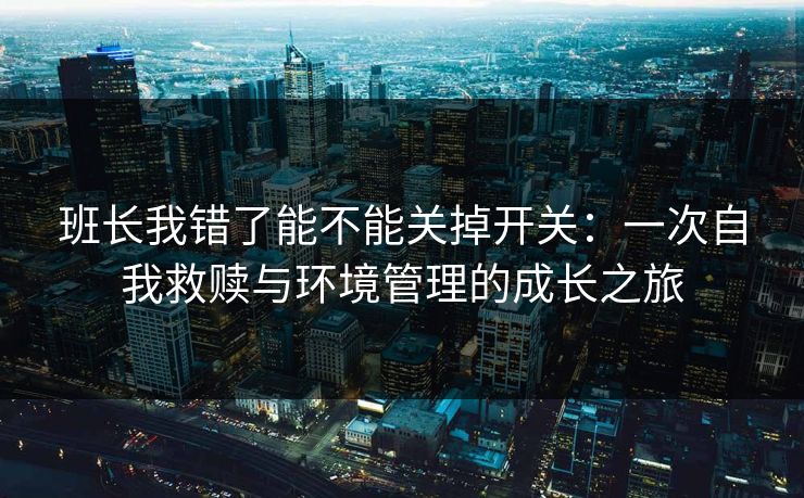 班长我错了能不能关掉开关：一次自我救赎与环境管理的成长之旅