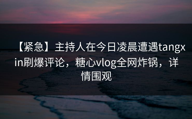 【紧急】主持人在今日凌晨遭遇tangxin刷爆评论，糖心vlog全网炸锅，详情围观