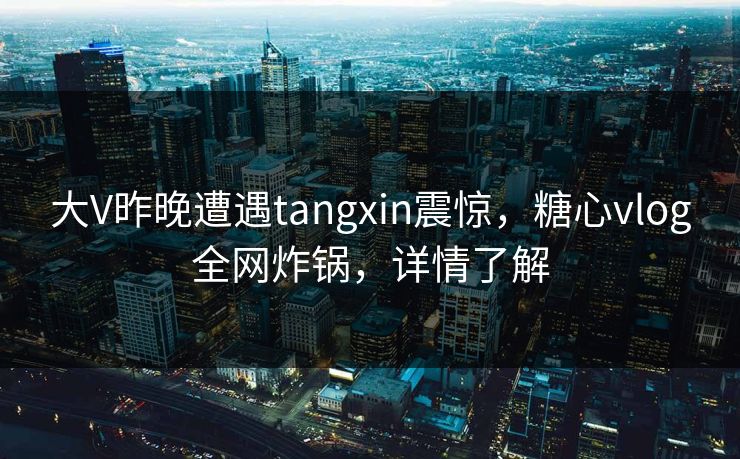 大V昨晚遭遇tangxin震惊，糖心vlog全网炸锅，详情了解